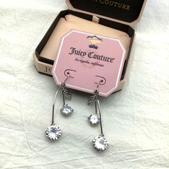 🎄🎄 Juicy Couture Silver Cherry Crystal Earrings - Picture 5 of 5